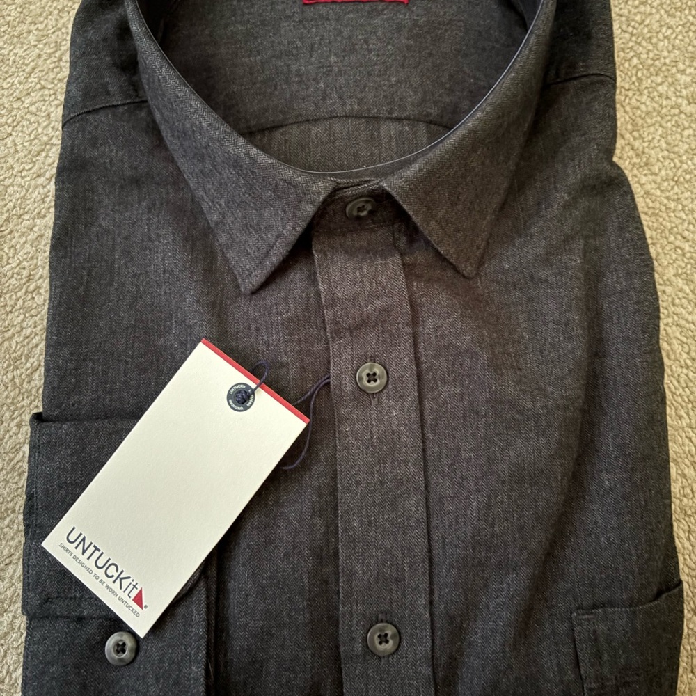 UNTUCKit Black Casual Button Down Shirt Textured Fabric